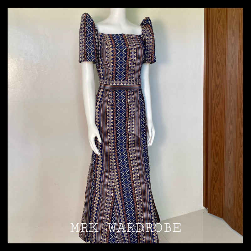 Inabel Serpentina Filipiniana Gown- Yellow Ethnic | Shopee Philippines