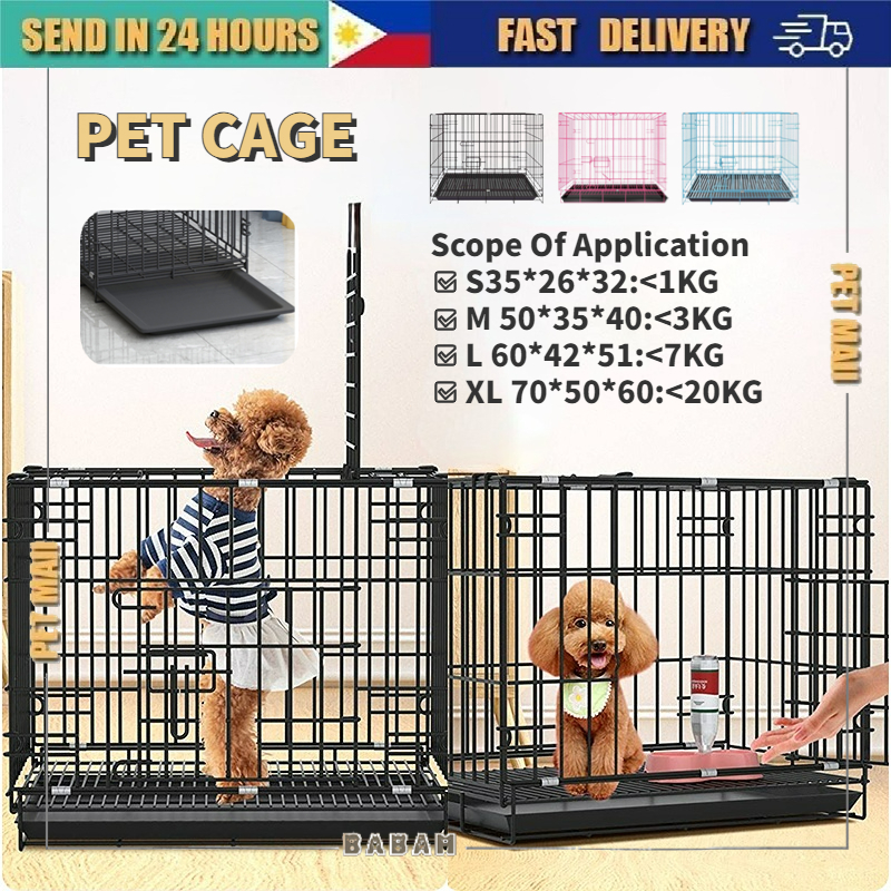 BABAH PET Big Size Dog Cage Foldable Heavy Duty with Poop Tray