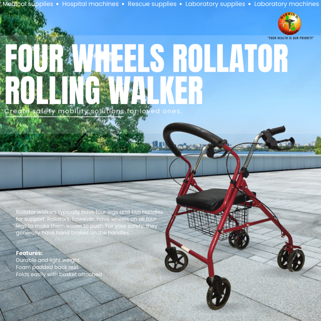 HEAVYDUTY WALKING ROLLATOR WITH 4WHEELS (WITH FOOTREST/WITHOUT FOOTREST