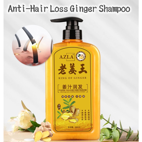 Azla Ginger Hair Shampoo Fast Regrowth Hair Thick Anti Hair Loss Anti Dandruff Anti Itching 5536