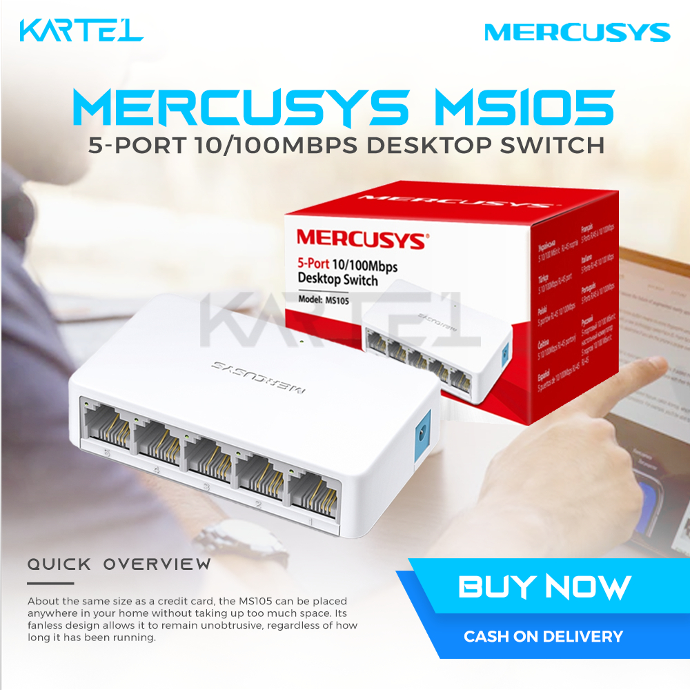 Mercusys MS105 5-Port 10/100Mbps Desktop Network Switch | Shopee ...