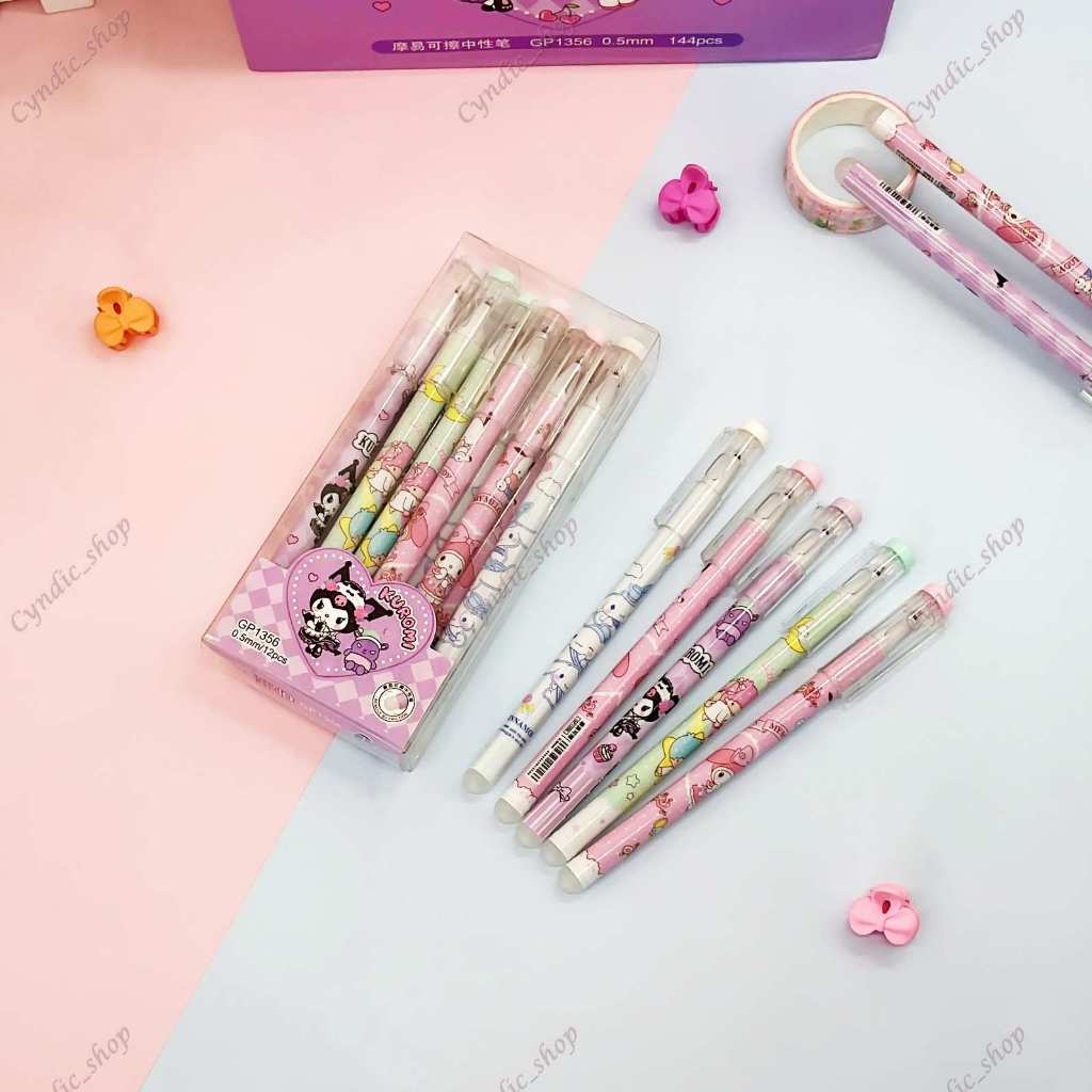 GP1356 KAPCAT 1Box/12Pcs black ink erasable gel pen KUROMI style ...