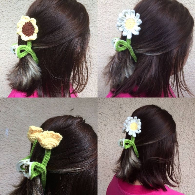 Floral Hair Clamp/Claw Handmade Crochet Shopee Philippines