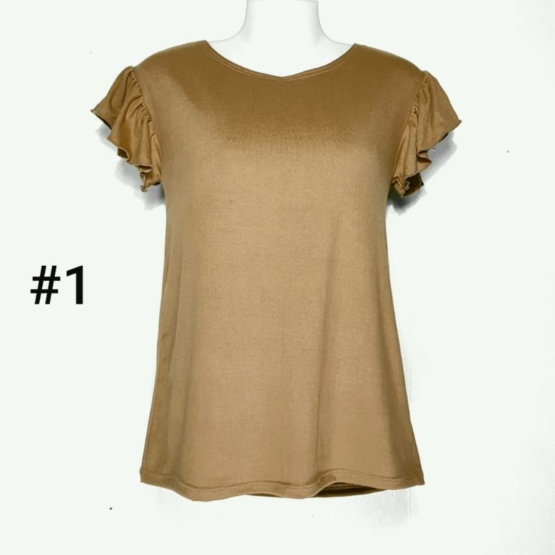 Butterfly Sleeves Blouse Plain Cotton Spandex Shopee Philippines