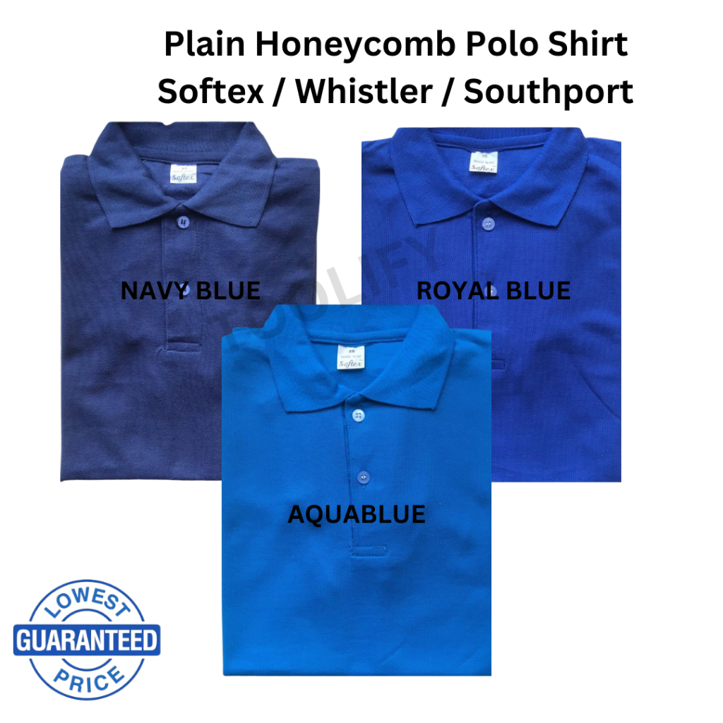 Polo Shirt Navy Blue, Royal Blue, Aquablue | Unisex | Honeycomb Fabric ...