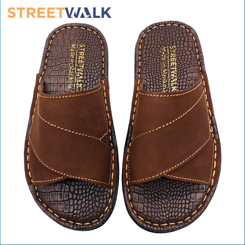 Streetwalk Marikina Made Leather Sandals For Men Slip On Flat Sandals ...