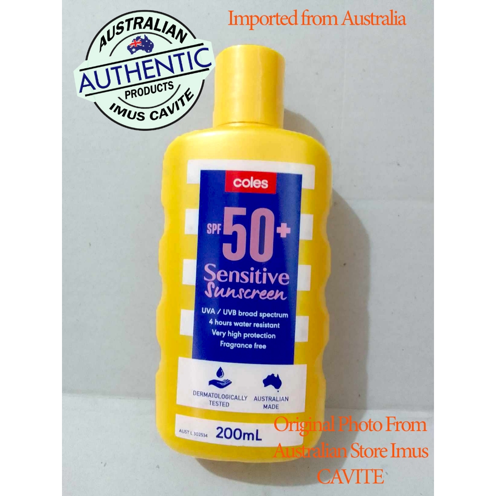 COLES SENSITIVE SUNSCREEN SPF 50+ UVA/ UVB (200ml) Australia Made
