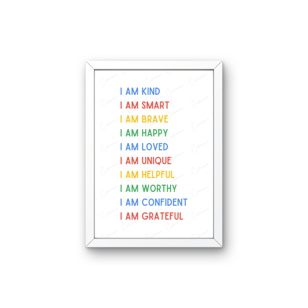 I AM Kids Positive Affirmations, Inspirational & Motivational Wall Art ...