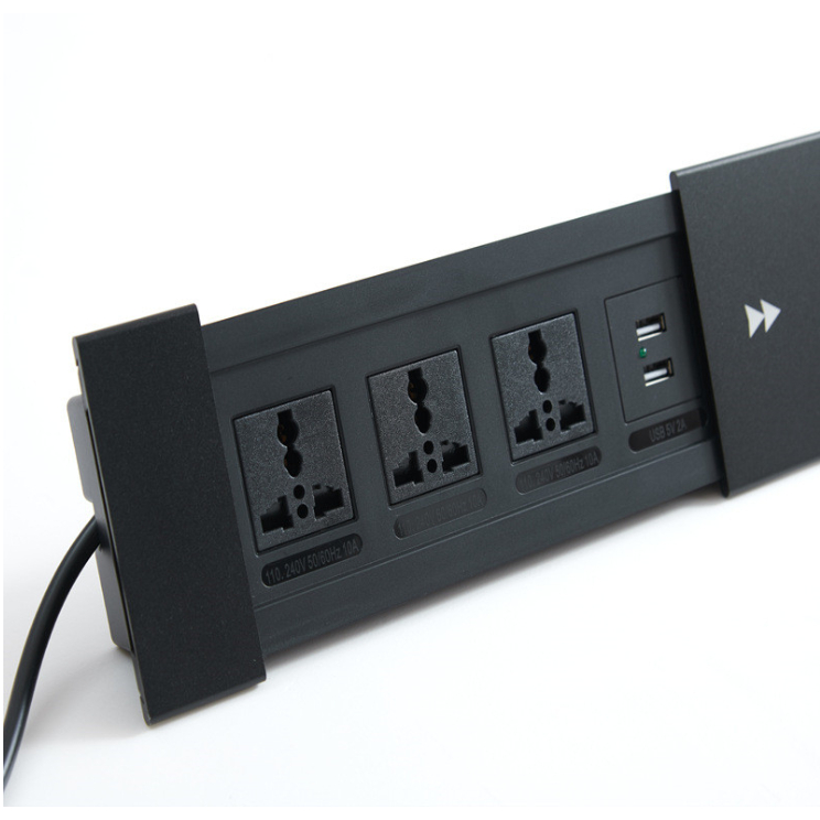 Embedded desktop socket side sliding hidden socket with conference ...