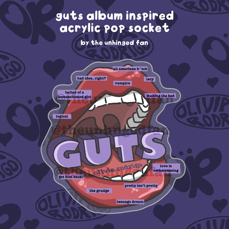 olivia rodrigo guts album inspired acrylic pop socket | Shopee Philippines