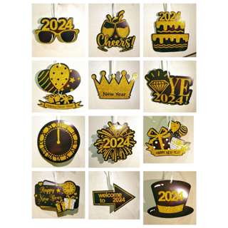 6Pcs Happy New Year Acrylic Cake Topper Cheers To The New Year Cake Toppers  Hello 2024 Cake Decoration Cheers 2024 Gold Cake Decorations Cake Decor