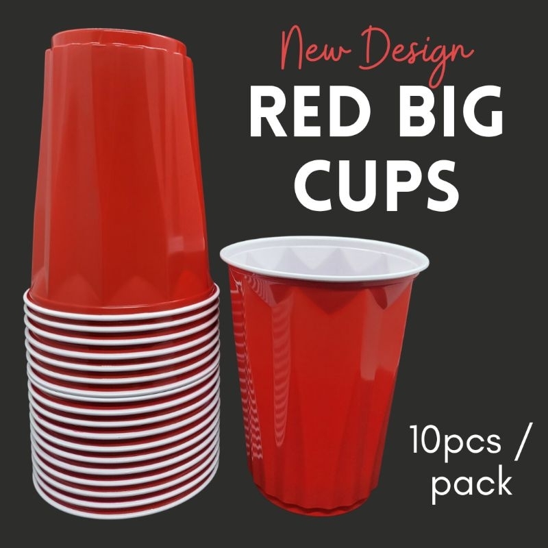 Red Big Cups 16oz Party Cups New Design 10pcs and 20pcs | Shopee ...