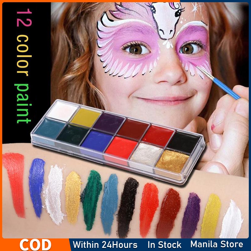 12 Colors Face Body Paint Oil Safe Face Paint Body Painting Makeup for