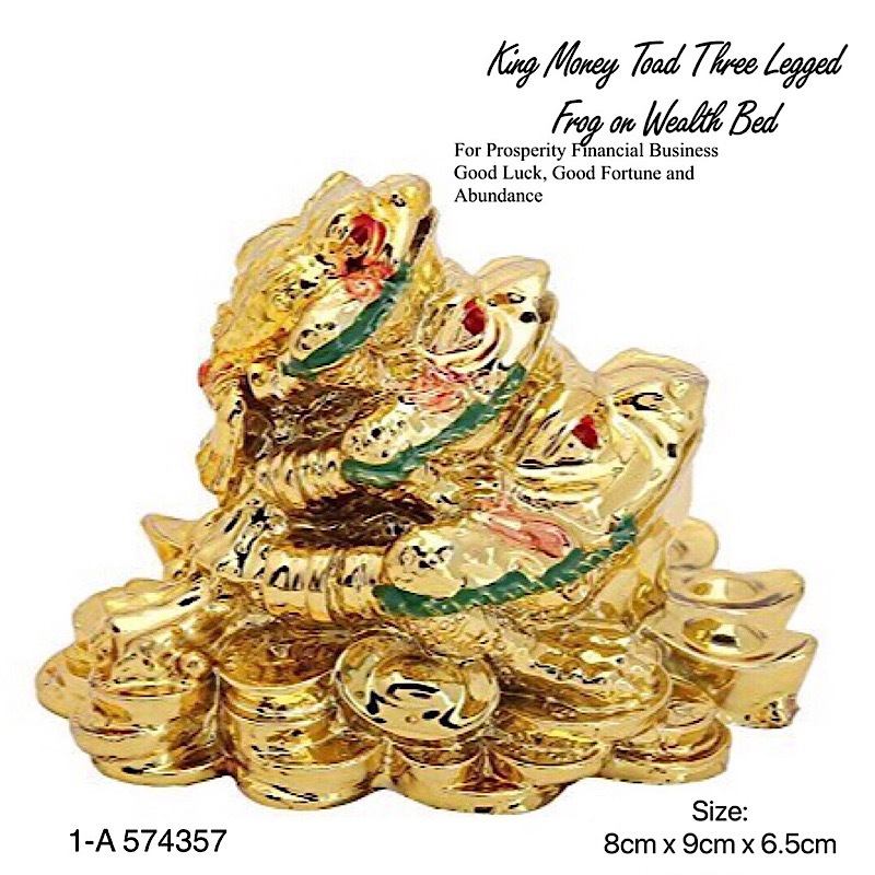 Fengshui King Money Toad Three Legged Frog on Wealth Bed For Prosperity ...