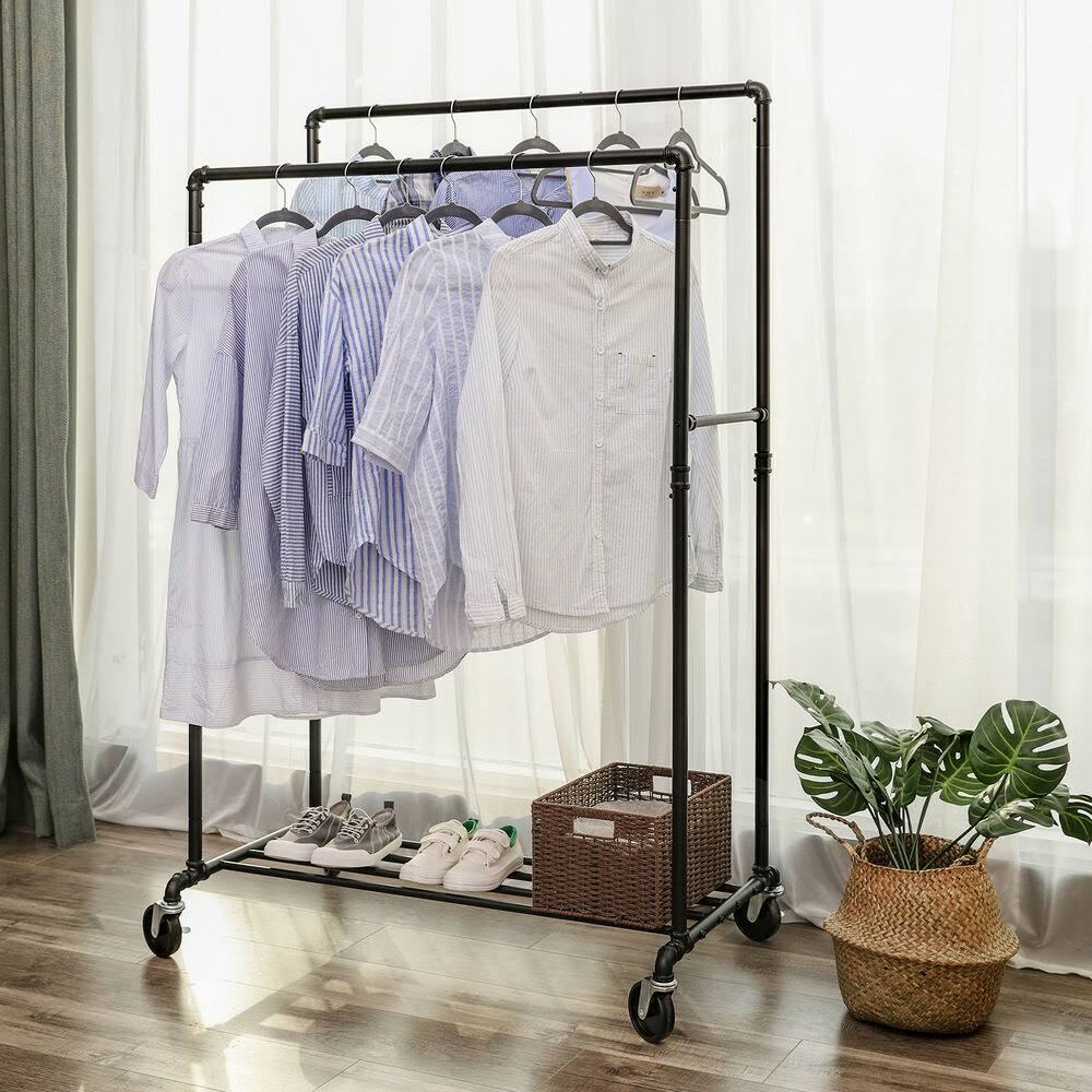 U-GOODS Double Pole Type Drying Rack Wardrobe Rack Hanger Hanging ...