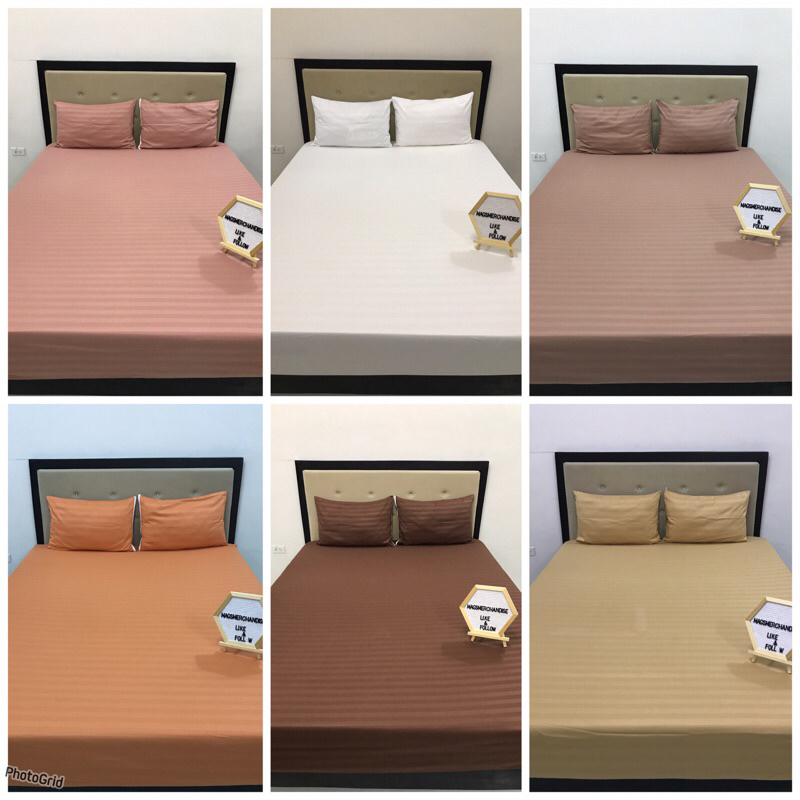 Neutral Colors Bedsheets 3in1 set with Two Pillowcases Shopee