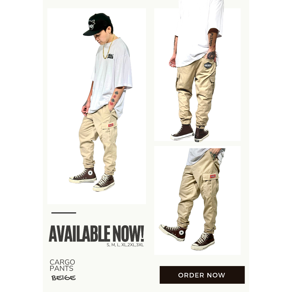 Real Jokes Clothing Basic Cargo Pants Beige Shopee Philippines