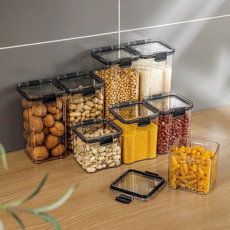 Food Sealing Storage Containers PET Plastic Kitchen Storage Boxes Jars ...