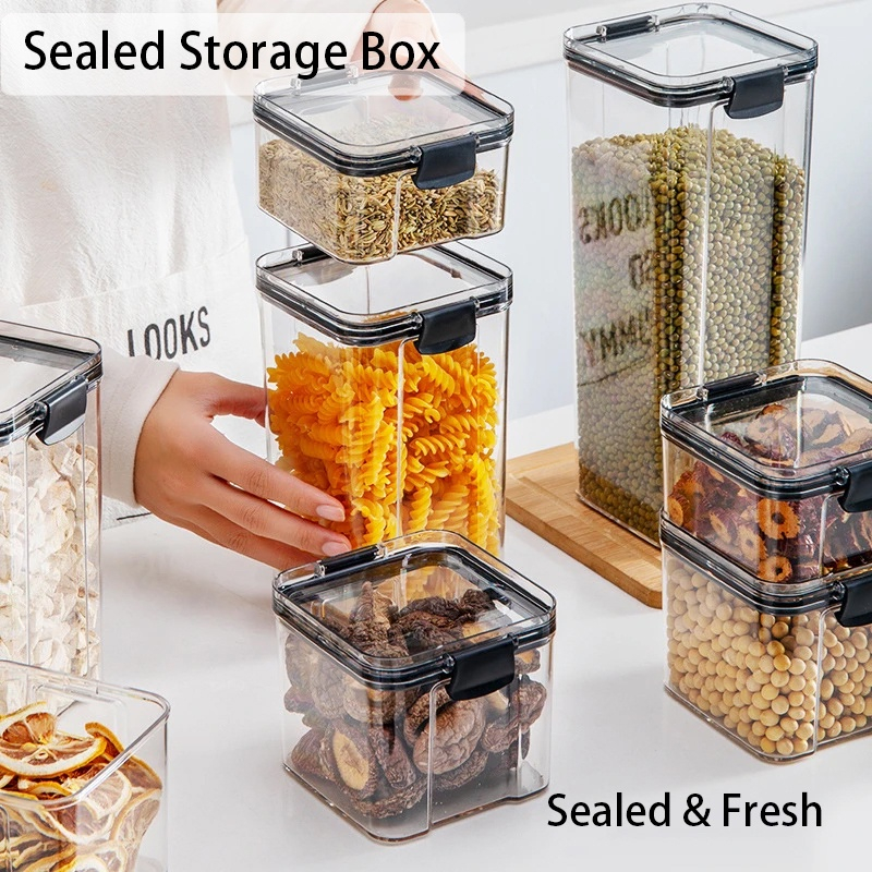 Kitchen Sealed Dry Food Storage Jar Grains Flour Cereals Cookie Candy ...