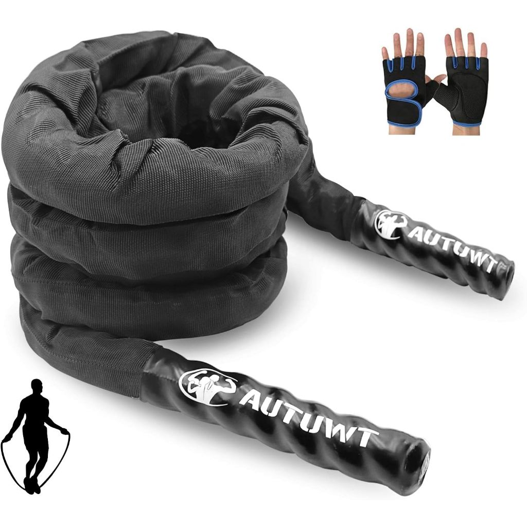 AUTUWT Weighted Jump Rope Skipping Rope Workout Battle Ropes for Men ...
