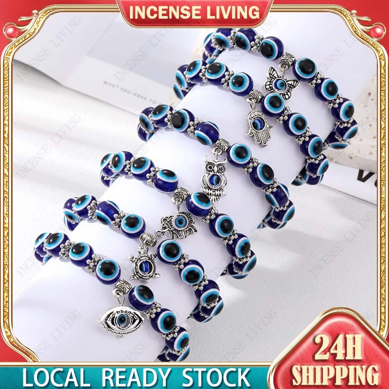 Evil Eye Bracelet Hamsa Blue Hand of Fatima Turkish Lucky Charm