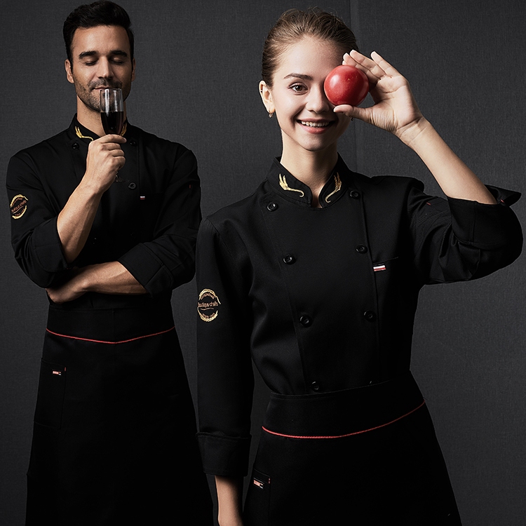 Chef Uniform for Men Chef Clothes Long Sleeves Chef Jacket Catering ...
