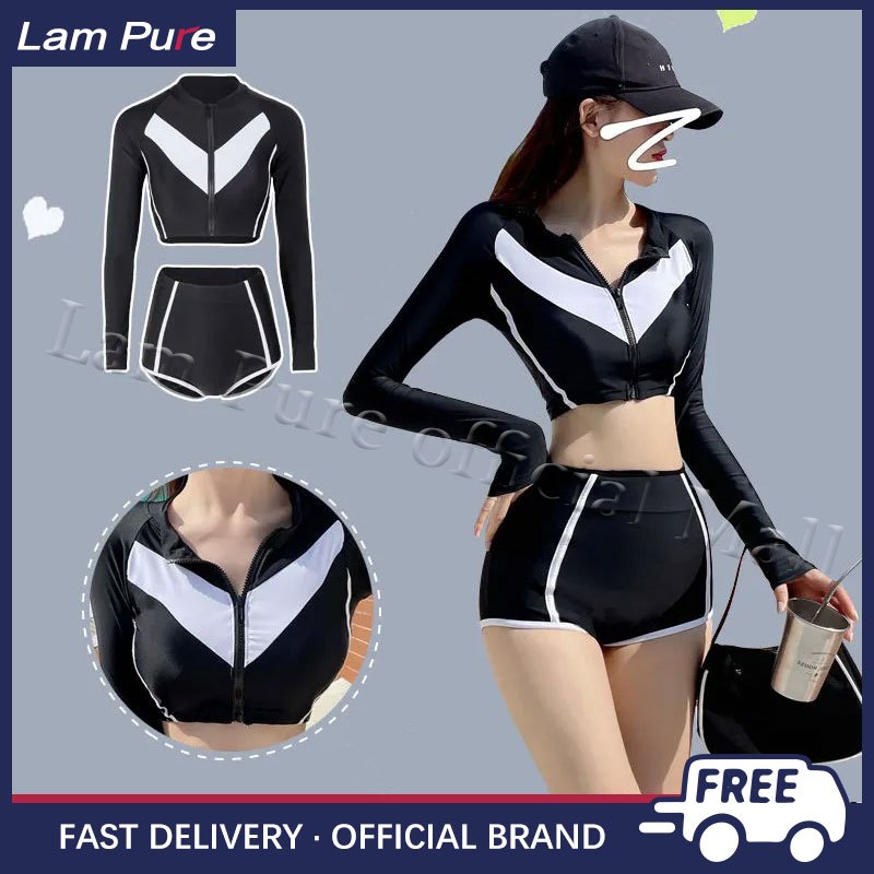 Lam Pure Trendie Korean Style High Waist Rashguard Two Piece Swimwear