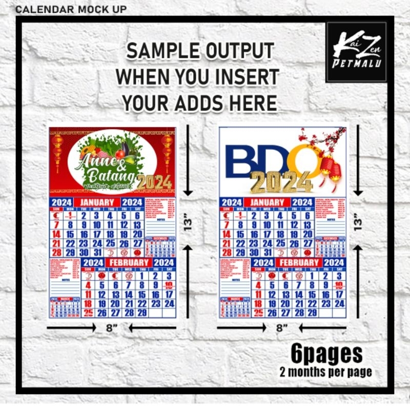 Calendar 2024 COMMERCIAL CALENDAR 2024 FREE LAYOUT 8.5"X13