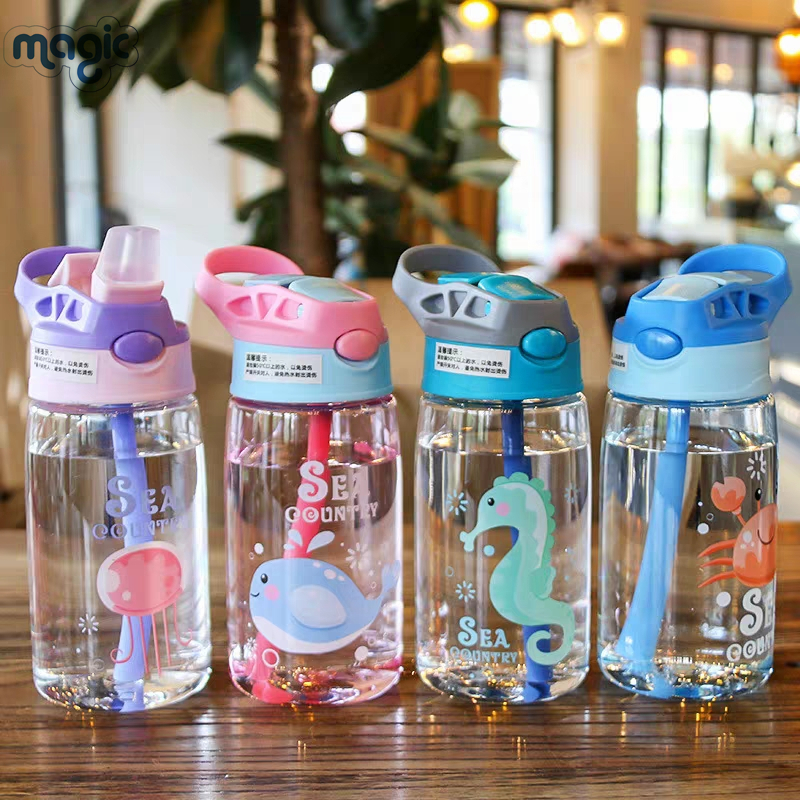 480ml Kids Sippy Cup Water Bottle Tumbler With Straw Cute Cartoon ...