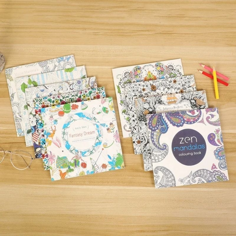 JKYSD Mini Adult Coloring Book 18x18cm 24page Shopee Philippines