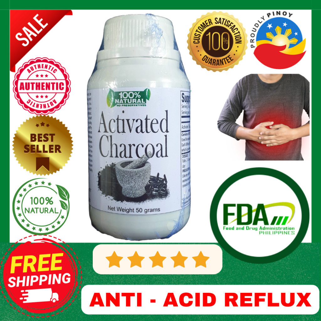 ACTIVATED CHARCOAL CAPSULES Natural Herb Food Supplement 100 capsules