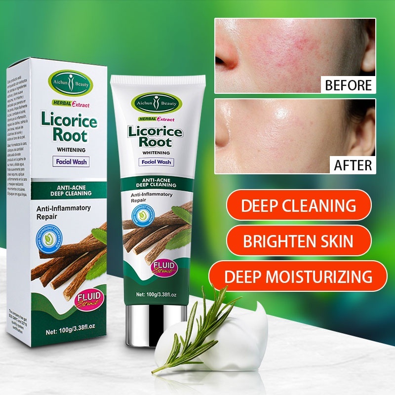 Licorice Root facial cleanser gentle Antiacne facial repair moisturizing Whitening facial Wash