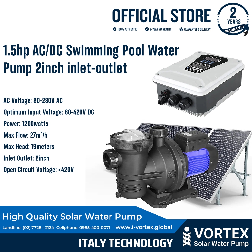 1.5hp ac/dc swimming pool solar water pump 2inch inlet outlet I-Vortex ...