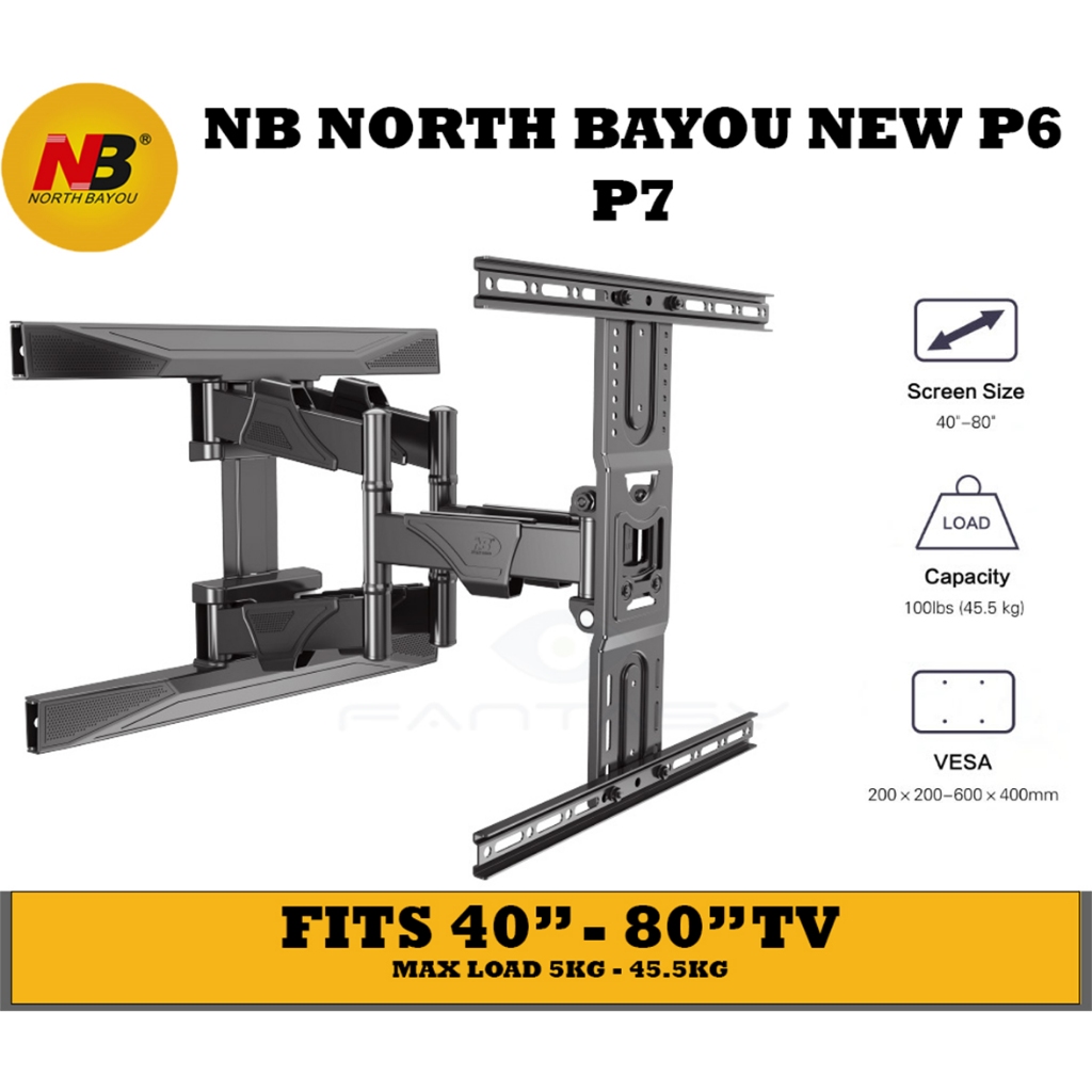 North Bayou NB P6 Full Motion Cantilever Wall Mount for 4080 inch 45
