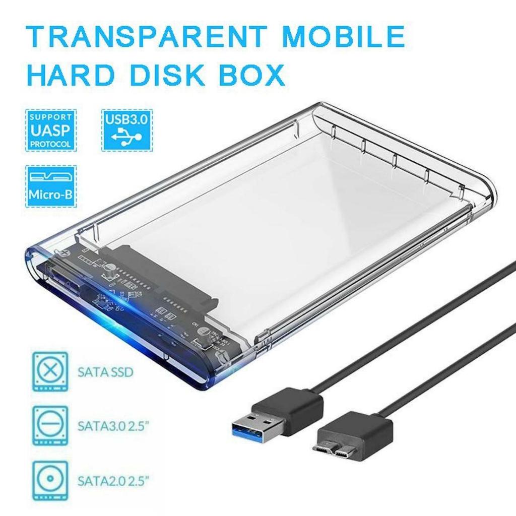 Enclosure Case USB 3.0 To SATA HDD Hard Drive External Enclosure Clear ...