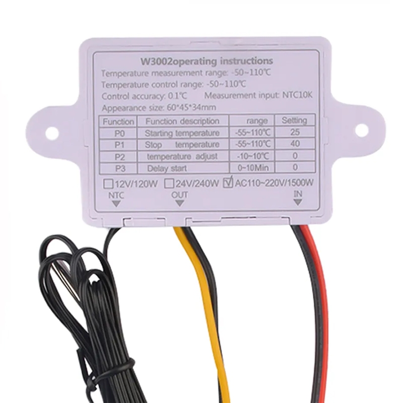 W3002 Digital Temperature Controller 220V Thermostat Thermoregulator ...