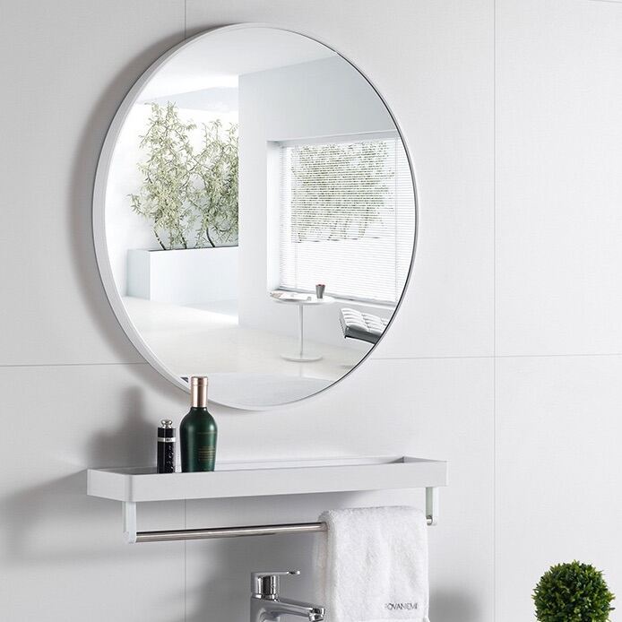 HD Bathroom Mirror with Shelf Wall Mounted Round Mirror Objective