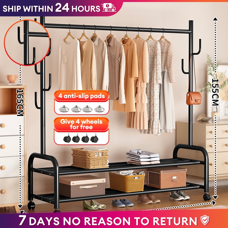 Clothes Rack Sampayan Household Simple Bedroom Coat Rack Floor ...