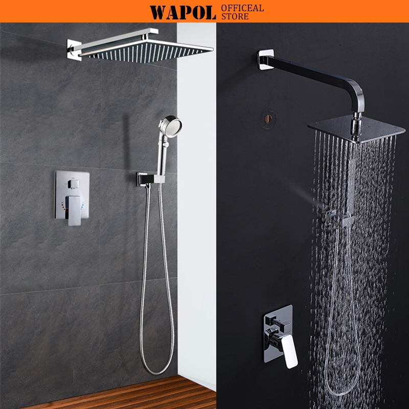 Wapol Shower Mixer Concealed Bathroom Two Function Wall Mounted Rain Shower Top Spray Shower