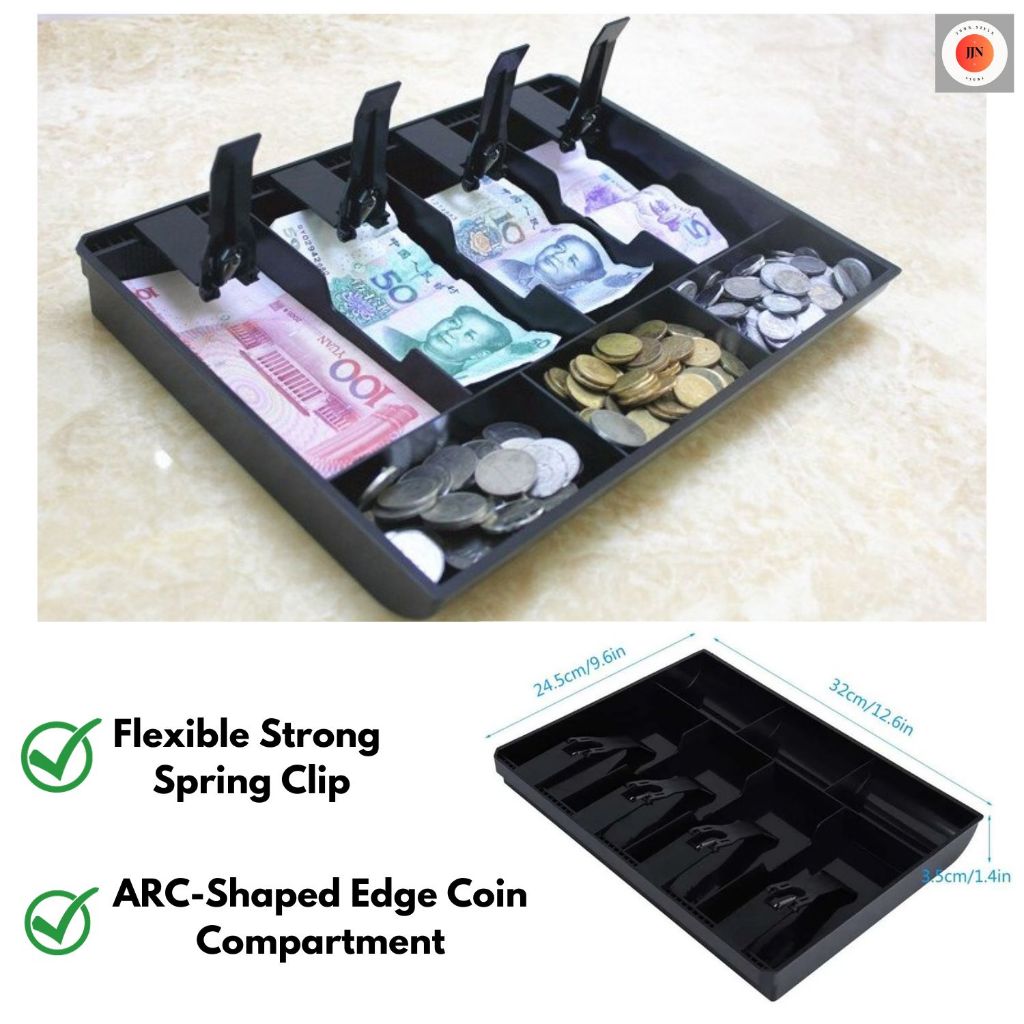 YSJS 4 Bill 3 Coin Tray Cash Register Organizer Cash Coin Drawer with Compartment Money