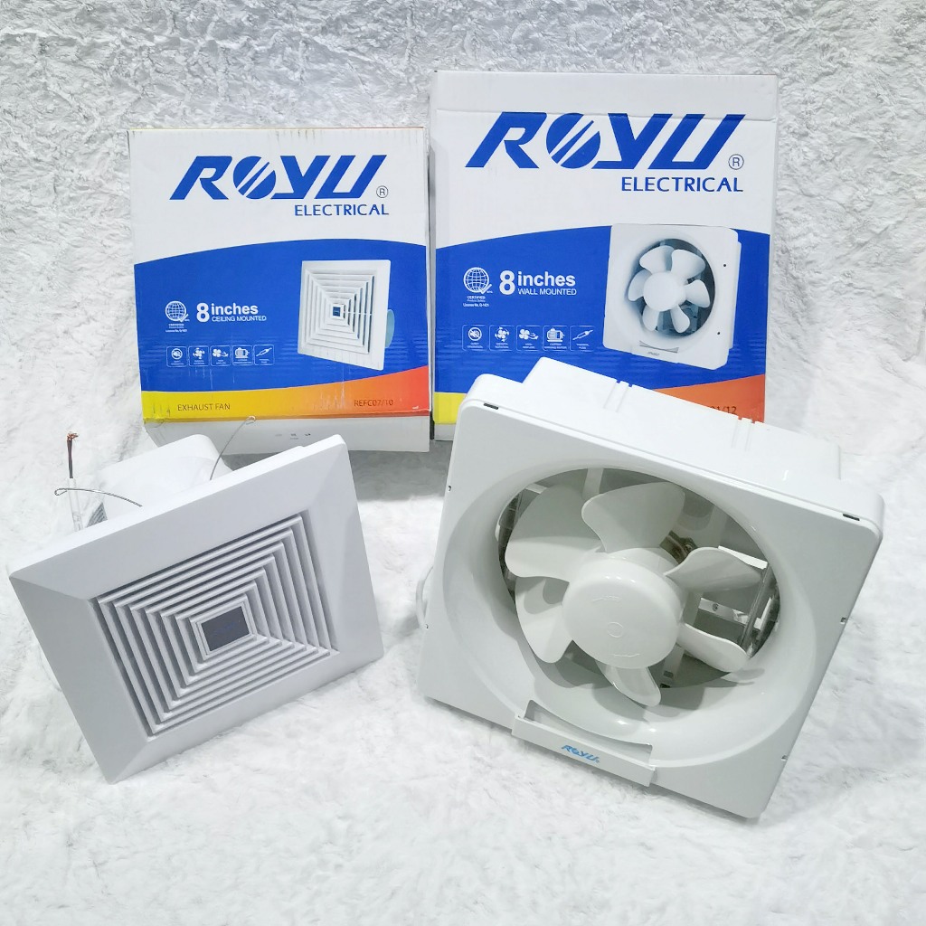 ROYU Exhaust Fan 8" Wall Ceiling Mounted Type Airflow Ventilation Cool