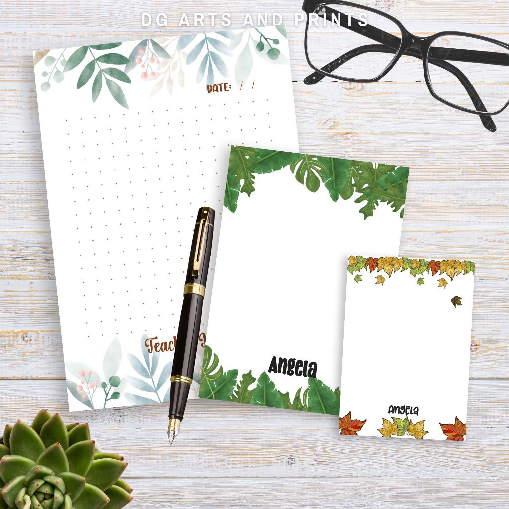 Personalized Aesthetic Watercolor Leaves Memo Note Pad │ A4 A5 A6 size ...