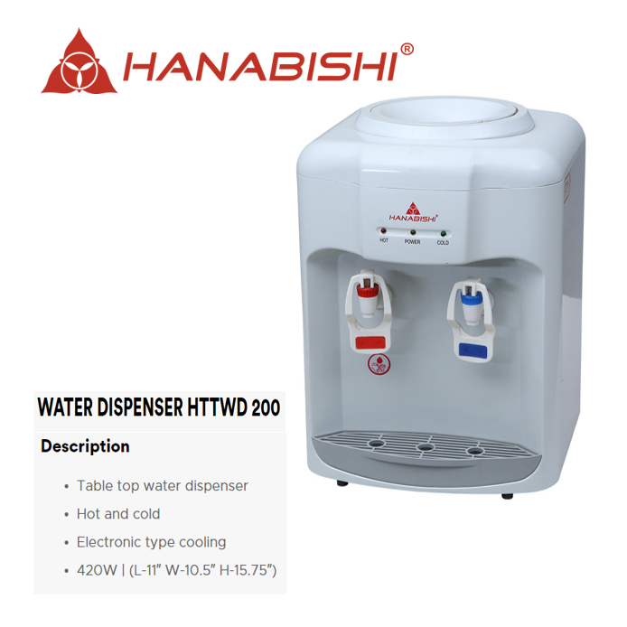 Hanabishi hot and 2024 cold water dispenser