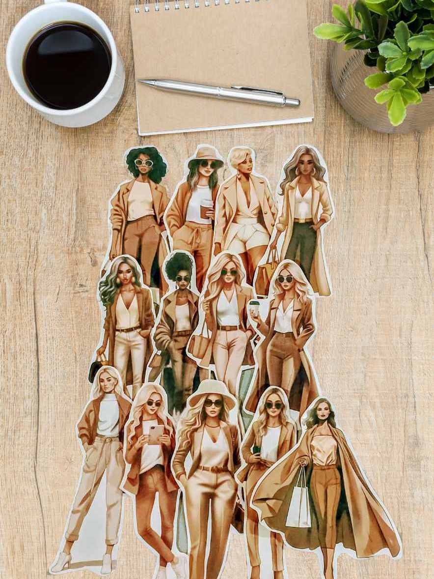 GIRL CHARACTER STICKERS Creativity Scrapbook Design Stationery Stickers ...