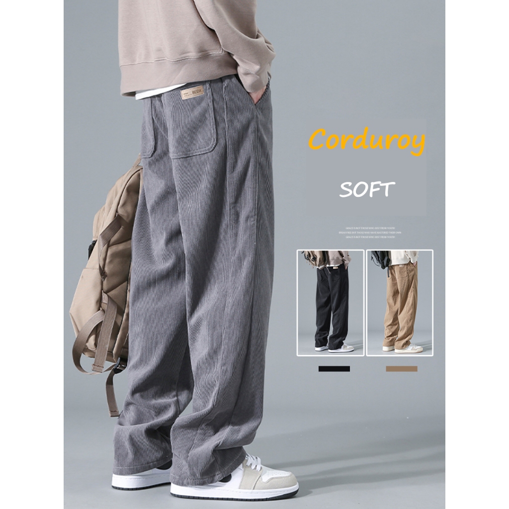 Corduroy pants for men korean straight cut slacks slocks trouser pants ...