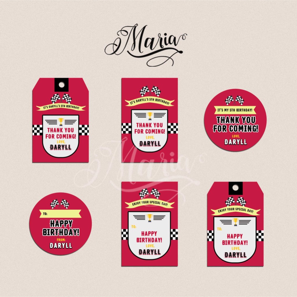 Personalized Souvenir Tags - Race Car Theme | Shopee Philippines