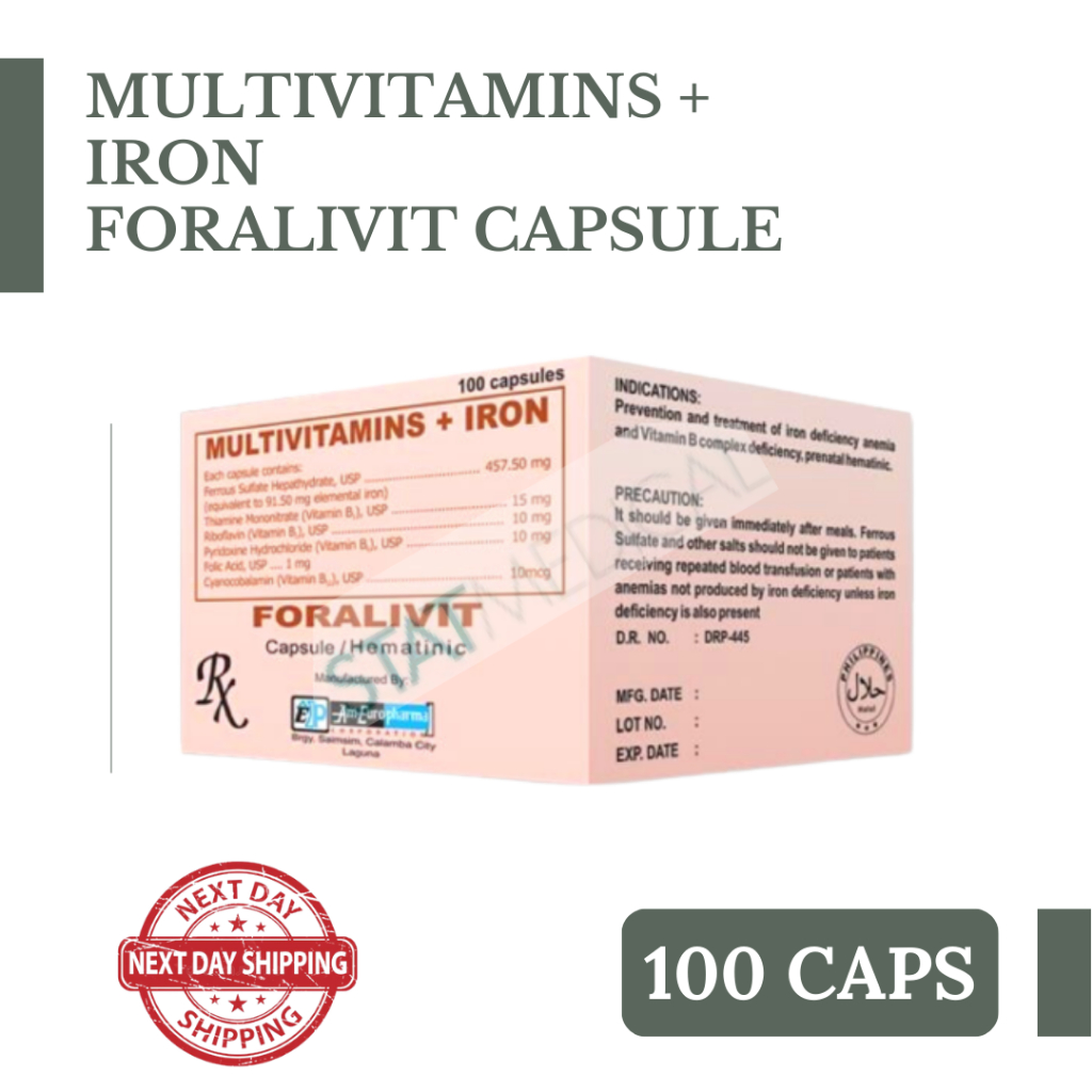 Foralivit Multivitamins + Iron Capsule 1 box [100 caps] Expiration Date