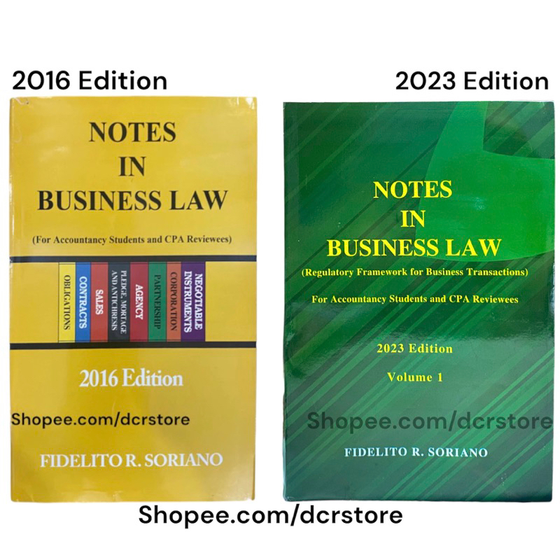 Notes in Business Law by Fidelito R. Soriano | Shopee Philippines