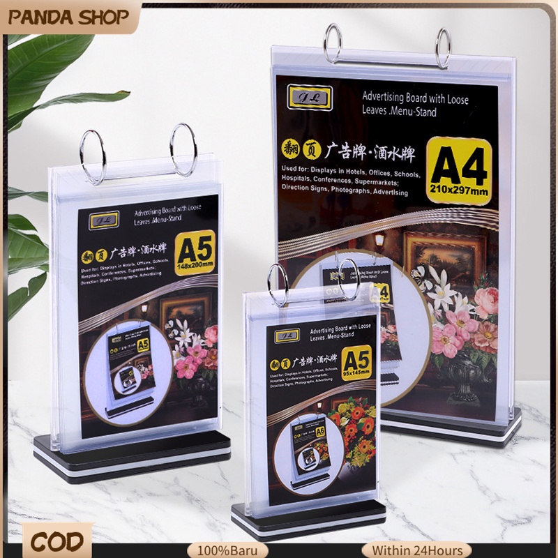 A4/A5 Restaurant Menu Display Stand DIY Printing Menu Stand Transparent ...