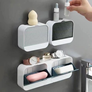 1pc Wall Mounted Rotating Drainage Soap Dish, Free Punching Bathroom Soap  Holder, Multilayer Shelf